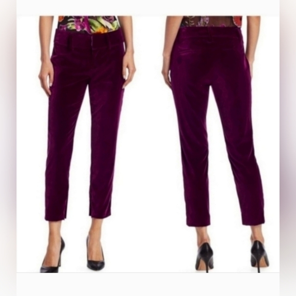 Alice + Olivia Stacey Slim High-rise Velvet Ankle Trousers SIZE 6 - Picture 3 of 15